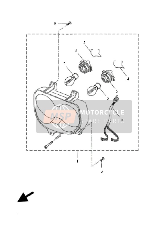 5WWH43007000, Scheinwerfer Kompl., Yamaha, 0